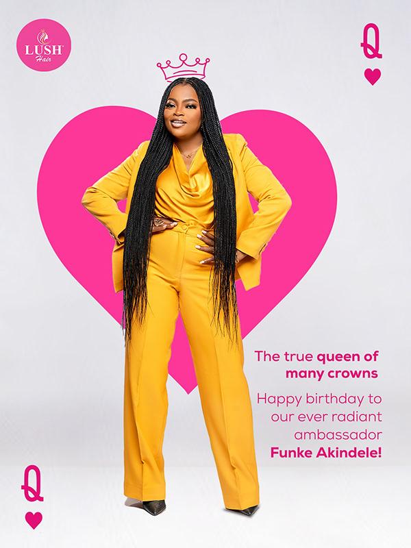 Funke Akindele in Yellow Power Suit for Lush Hair Birthday Campaign | OutfitLibrary.com