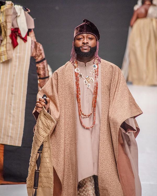 Davido in Dusty Rose Royal Agbada & Velvet Cap – Modern King Energy | OutfitLibrary.com