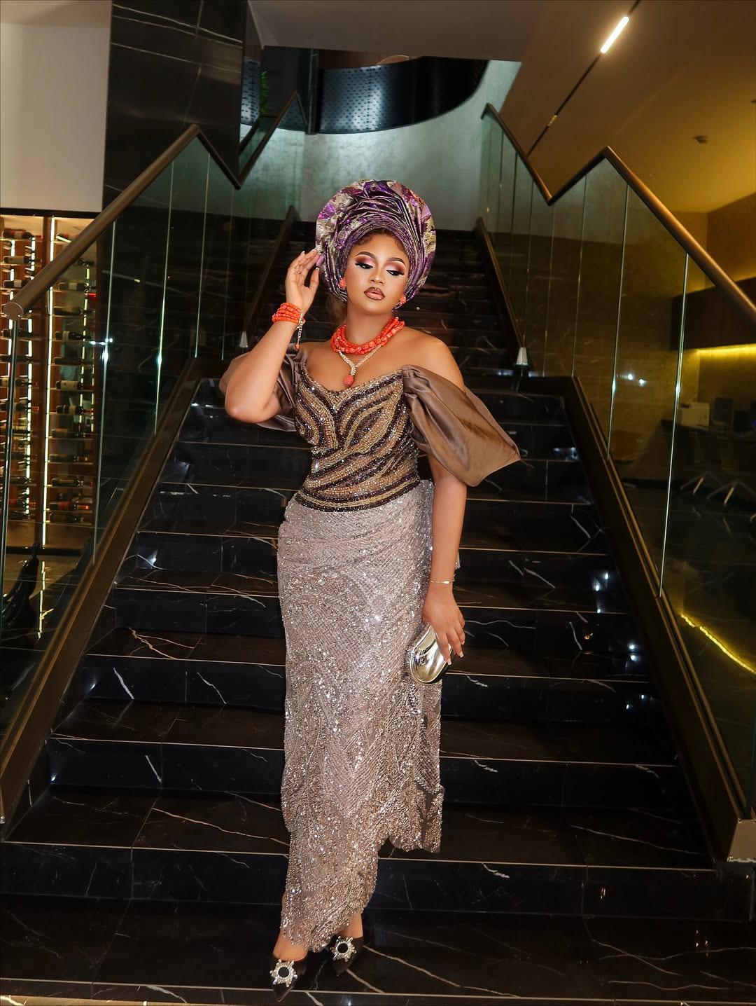 Victoria Uvo Stuns in Gold Asoebi Elegance | OutfitLibrary.com
